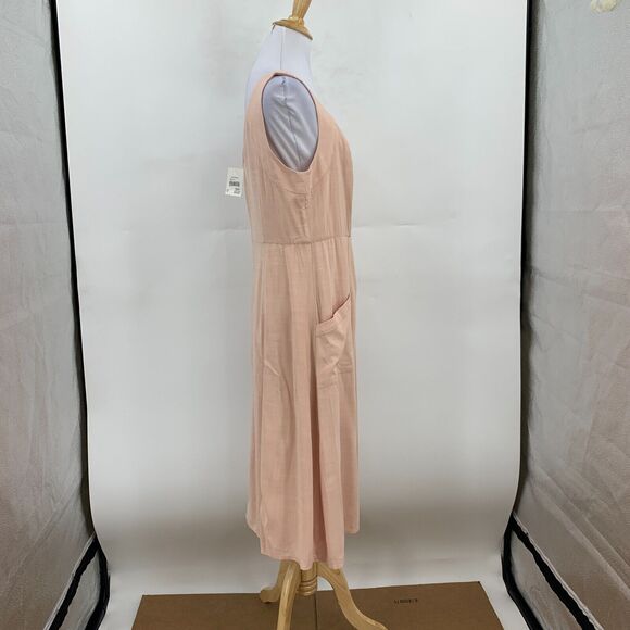 C EST 1946 Dress Womens 12 Pink Big Buttons Pockets Secret Escape Midi Flowy - Picture 4 of 13